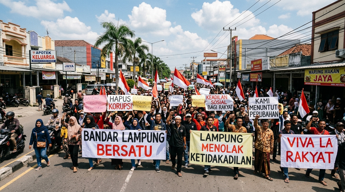 Kunjungan Jokowi ke Bandar Lampung Diwarnai Aksi Unjuk Rasa Forum Suara Masyarakat Lampung